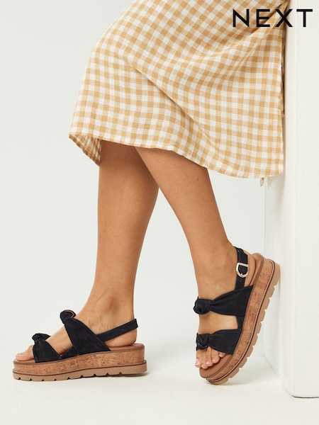 Navy Blue Regular/Wide Fit Forever Comfort® Double Knot Flatform Sandals (M78396) | €19