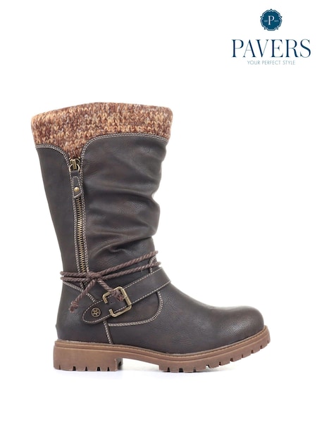 rjava - Pavers Womens Wide Fit Casual Mid Calf Boots (M78551) | € 30