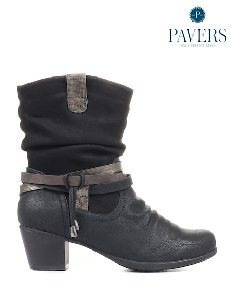 Noir - Pavers Bottes/Bottines mi-haut en veau à talonspourux (M78553) | € 28