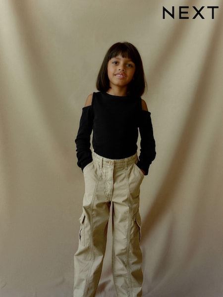 Khaki Green Wide Leg Cargo Trousers (3-16yrs) (M78712) | OMR5 - OMR7