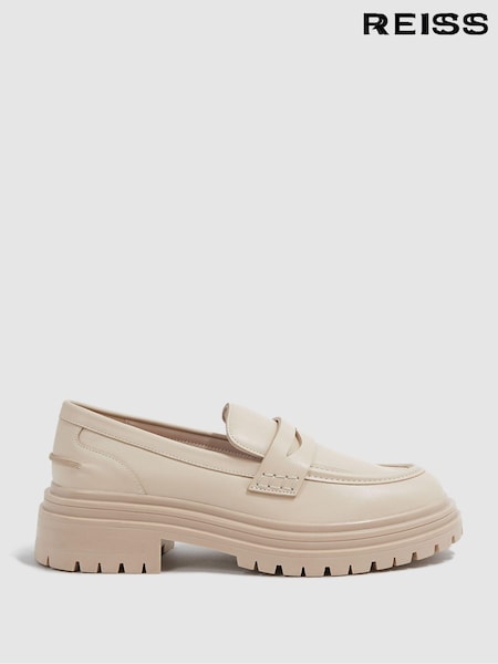 Reiss Ecru Adele Leather Chunky Cleated Loafers (M78721) | €125
