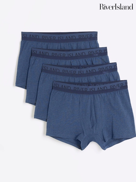 River Island Blue 100% Cotton Boxers 4 Pack (M79088) | €16