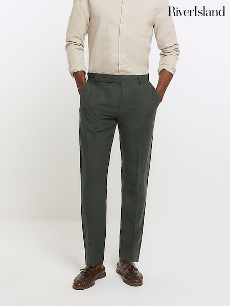 River Island Green Slim Fit Linen Suit: Trousers (M79090) | €30