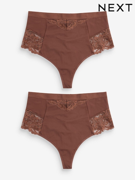 Chocolate Nude Tummy Control Light Shaping High Waist Thongs 2 Pack (M79516) | €21