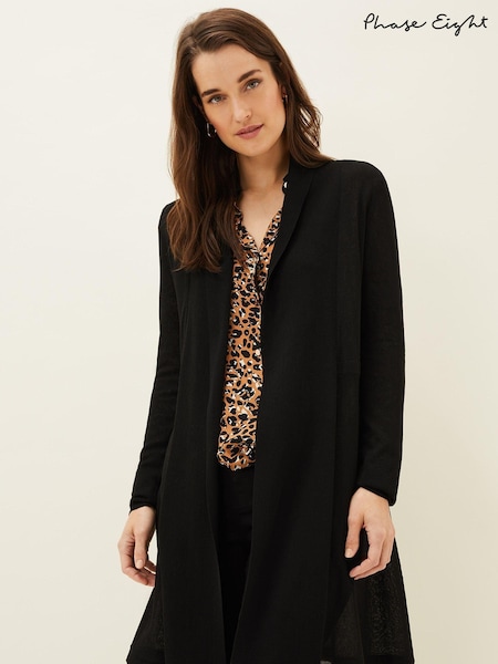 Phase Eight Black Sheer Lili Longline Cardigan (M79796) | €42