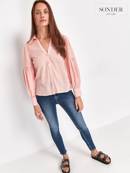 Sonder Studio Pink Embroidered Cotton Shirt (M79840) | €24