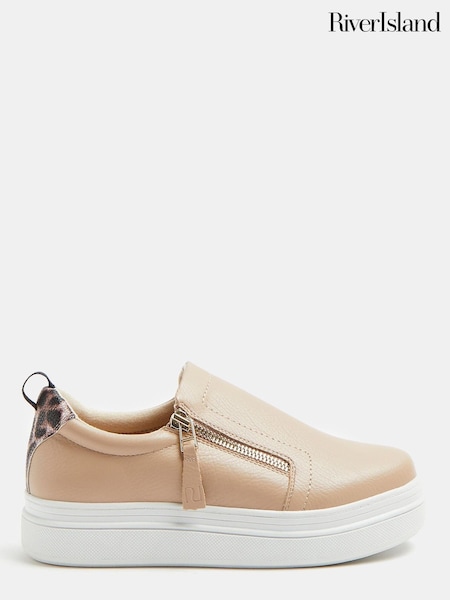 River Island Beige Side Zip Slip-On Trainers (M80112) | 19 €