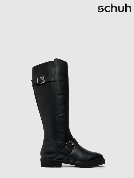 Schuh Darla Black Leather Rider Boots (M80495) | 745 LEI