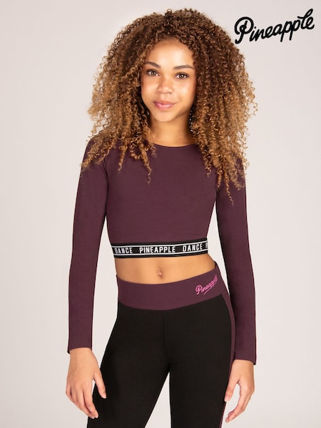 Brown - Tape Girls Long Sleeve Crop Top
