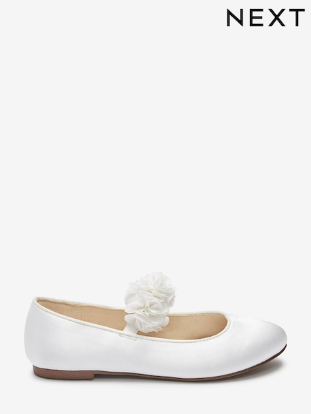 White Satin Stain Resistant Wide Fit (G) Corsage Bridesmaid Collection Occasion Shoes (M81832) | €11 - €14