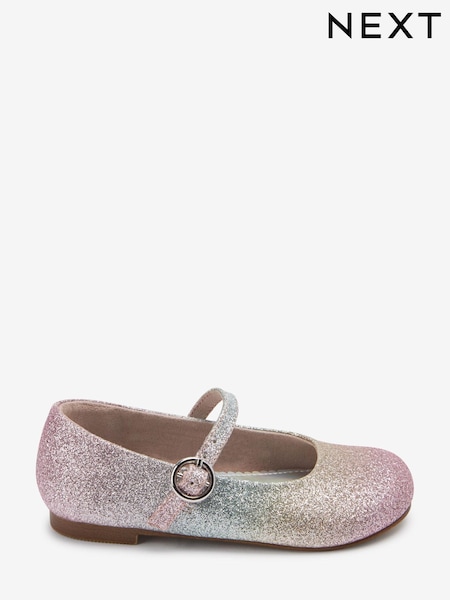 Pastel Pink Rainbow Glitter Standard Fit (F) Mary Jane Occasion Shoes (M81921) | €14 - €16