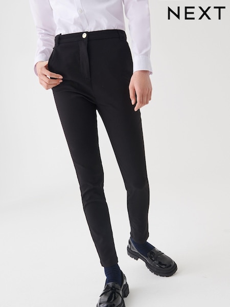 Black Senior Gold Snap High Waisted Skinny Stretch School Trousers (9-17yrs) (M82159) | €13 - €20