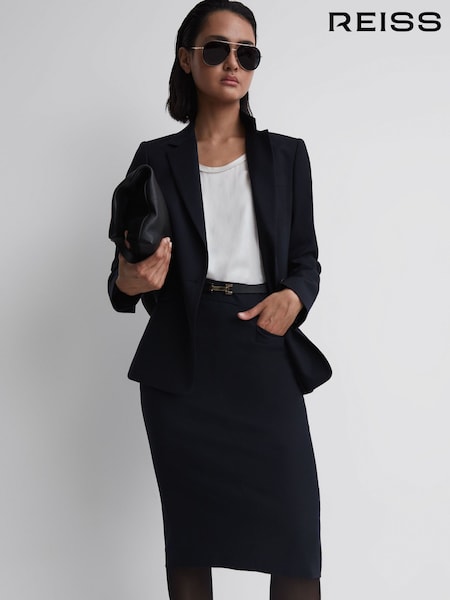 Reiss Navy Haisley Tailored Pencil Skirt (M82187) | €155