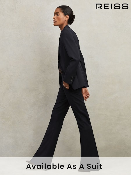 Reiss Navy Haisley Wool-Blend Tailored Flared Suit Trousers (M82190) | €218