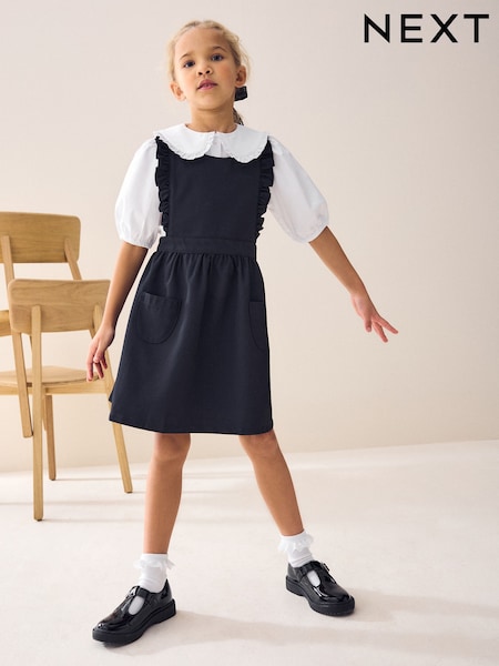 כחול כהה - Ruffle Detail Pinafore School Dress (3-14yrs) (M82229) | ‏46‏₪ - ‏59‏ ₪