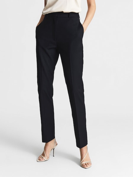 Reiss Navy Haisley Petite Wool Blend Tapered Suit Trousers (M82684) | €200