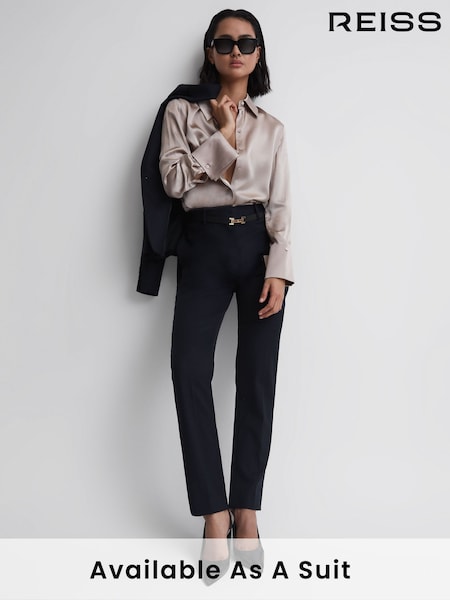 Reiss Navy Haisley Wool Blend Tapered Suit Trousers (M83057) | €210