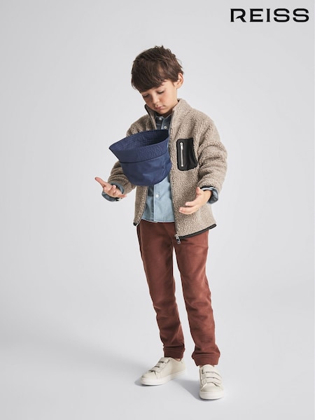 Reiss Mocha Edmund Junior Sherpa Zip-Up Jumper (M83217) | €43