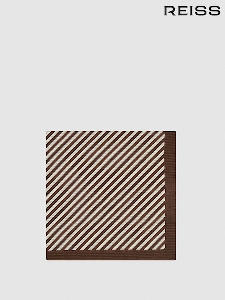 Reiss Brown Arles Striped Seersucker Pocket Square (M83581) | €45