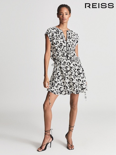 Reiss Black/White Marie Graphic Printed Mini Dress (M83916) | € 293