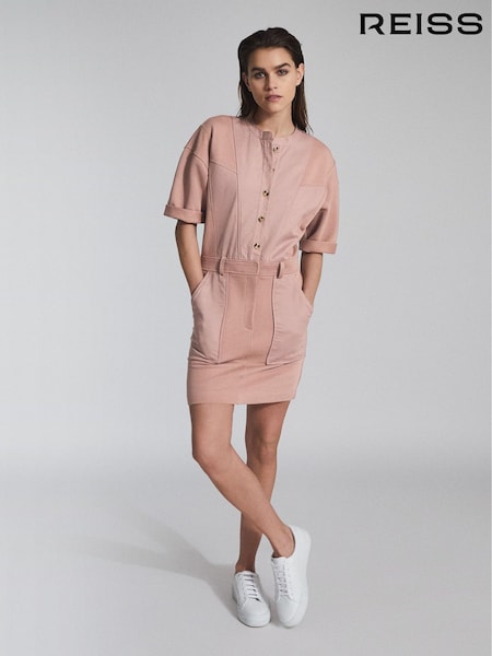 Reiss Pink Emlyn Panel Detail Sweatshirt Dress (M83951) | €245