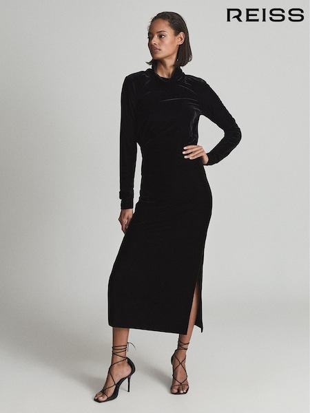 Reiss Martha High Neck Velvet Dress (M84004) | €240
