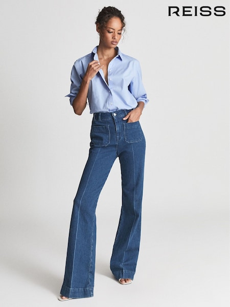 Reiss Blue Jenny Cotton Poplin Shirt (M84386) | R$ 970