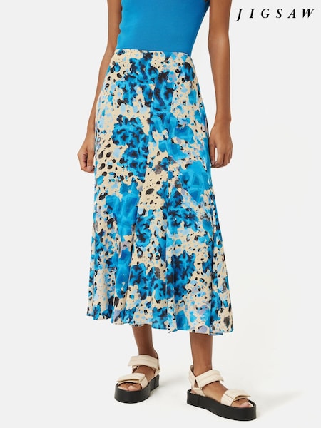 Jigsaw Blue Clouded Leopard Midi Skirt (M84551) | €83