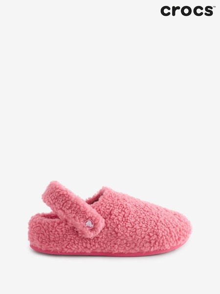 ורוד - Crocs Light Pink Classic Cozzzy Fleece Slippers (M84703) | ‏226‏₪