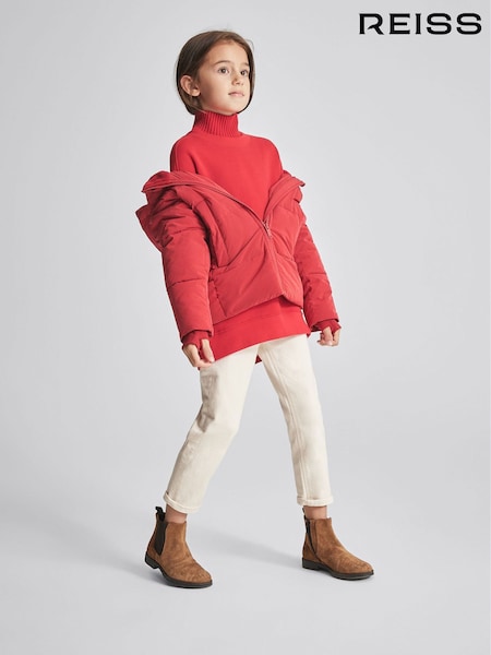 Reiss Red Thea Jr Hooded Puffer Jacket (M84885) | AED576
