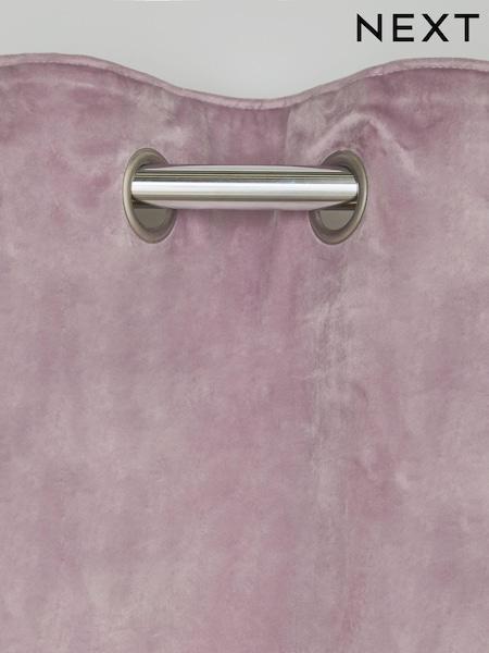 Purple Mauve Matte Velvet Lined Eyelet Curtains (M85185) | €26 - €84