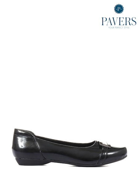 Črn patent - Pavers Ladies Wide Fit Slip On Pumps (M85475) | € 43