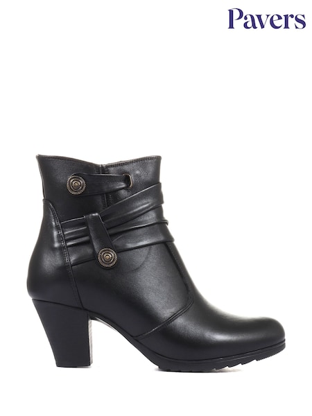 Negro - Pavers Ladies Leather Ankle Boots (M85479) | 85 €