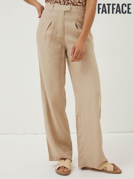FatFace Natural Ives Wide Leg Linen Trousers (M85882) | €39