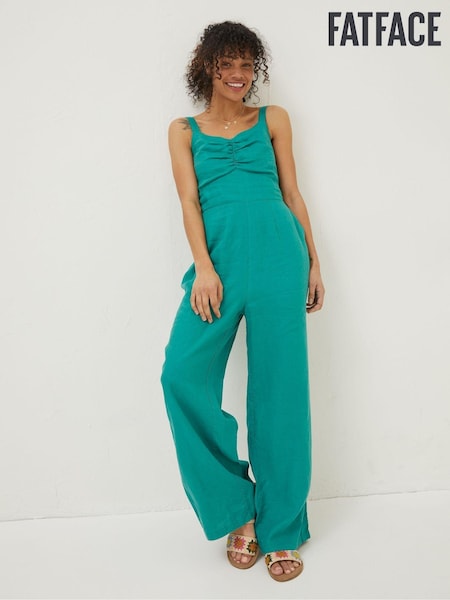 FatFace Green Linen Vic Jumpsuit (M85895) | €49