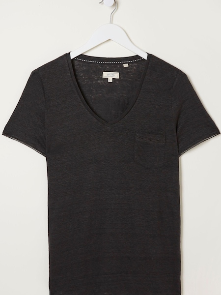 FatFace Black Linen Maggie T-Shirt (M85911) | €25