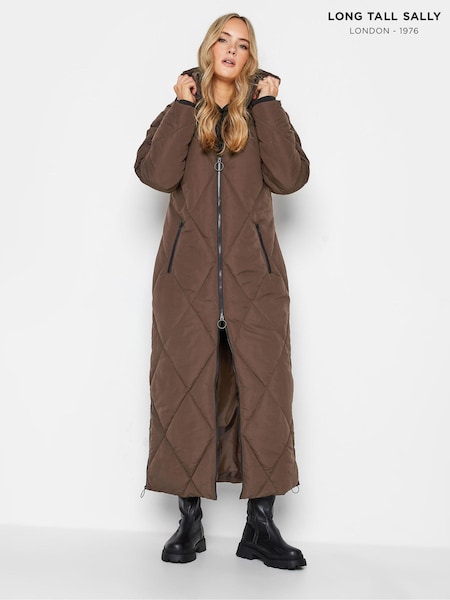Long Tall Sally Brown Diamond Puffer Coat (M86403) | €57