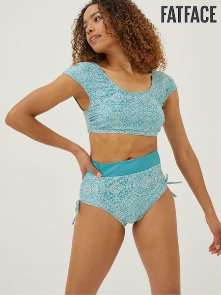 FatFace Blue Bandana Cap Sleeve Bikini Top (M86571) | €20
