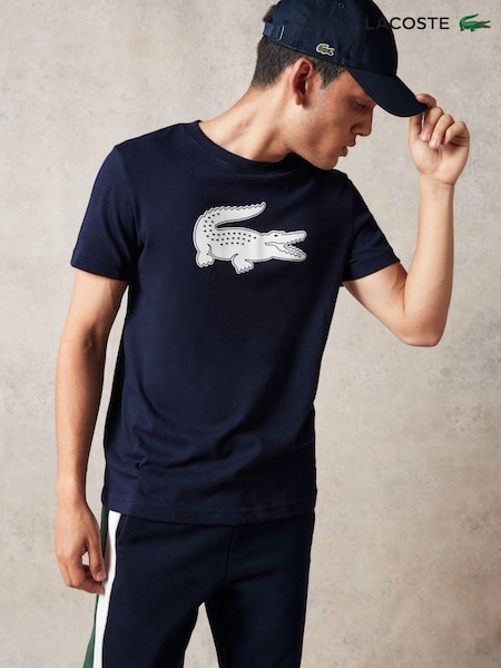 Lacoste Navy Cotton 3D Croc Print T-Shirt (M86870) | €40