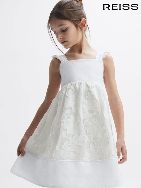 Reiss White Abby 4-9 yrs Lace Detail Bow Back Dress (M87260) | €123