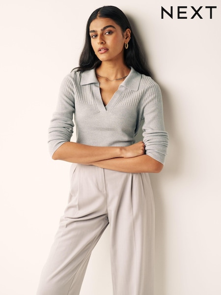 Grey Premium Merino Polo Neck Jumper (M87414) | AED105