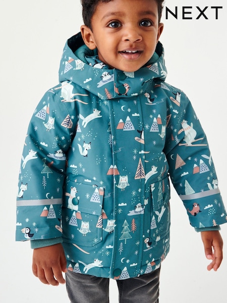 Teal Blue Waterproof Coat With Faux Fur Trim (3mths-7yrs) (M87517) | €17 - €19