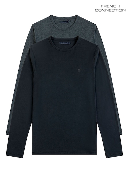 French Connection Black Crew Long Sleeve T-Shirts 2 Pack (M87689) | €46