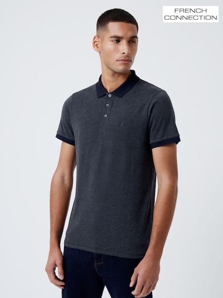 أزرق - French Connection Contrast Collar Polo Shirt (M87752) | ‏105 د.إ.‏