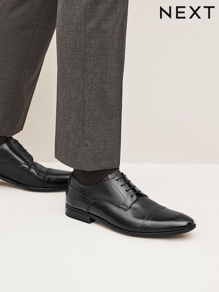 črna - Leather Derby Toe Cap Shoes (M88264) | € 30