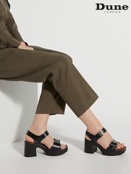 Черный - Dune London Jenies Buckle Platform Sandals (M88600) | €131