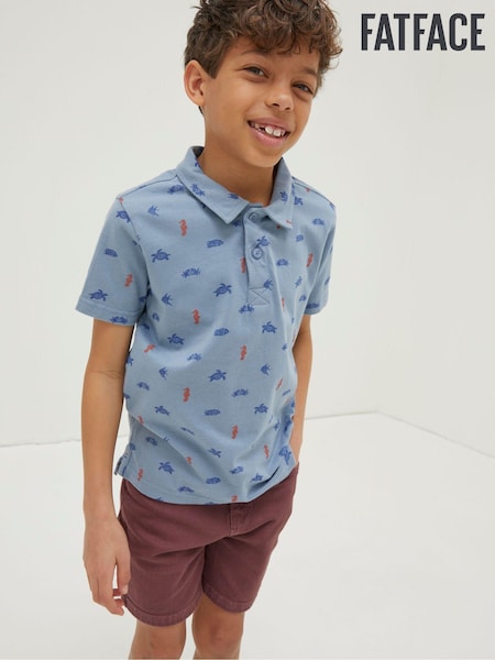 FatFace Blue Sea Creatures Printed Polo Shirt (M88785) | €8.50
