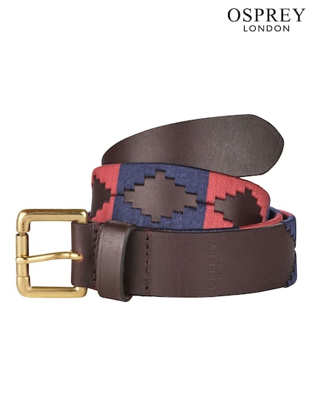 Azul marino/rojo - OSPREY LONDON The Mendoza 3.5cm Leather Jeans Belt (M89465) | 50 €