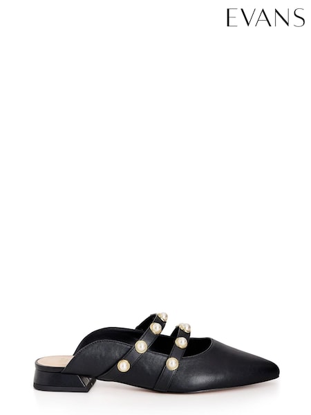 Evans Black Wide Fit Quinn Flat Shoes (M89471) | €25