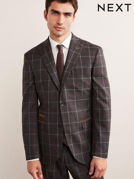 Grey/Brown Trimmed Check Suit (M89947) | €36